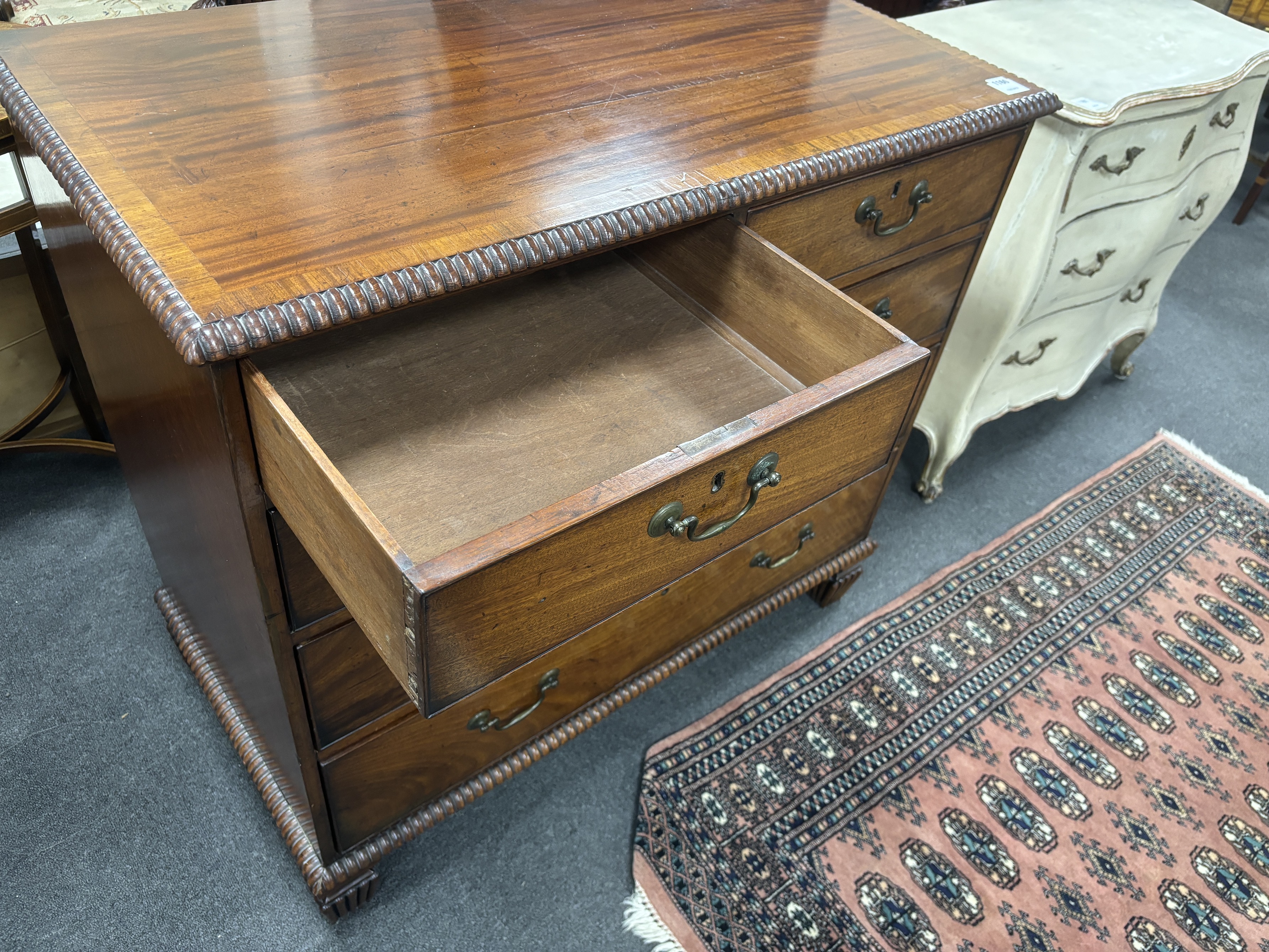 A George IV banded mahogany chest, width 111cm, depth 54cm, height 93cm